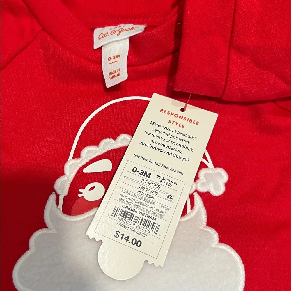 Cat & Jack Red Baby Outfit with Santa